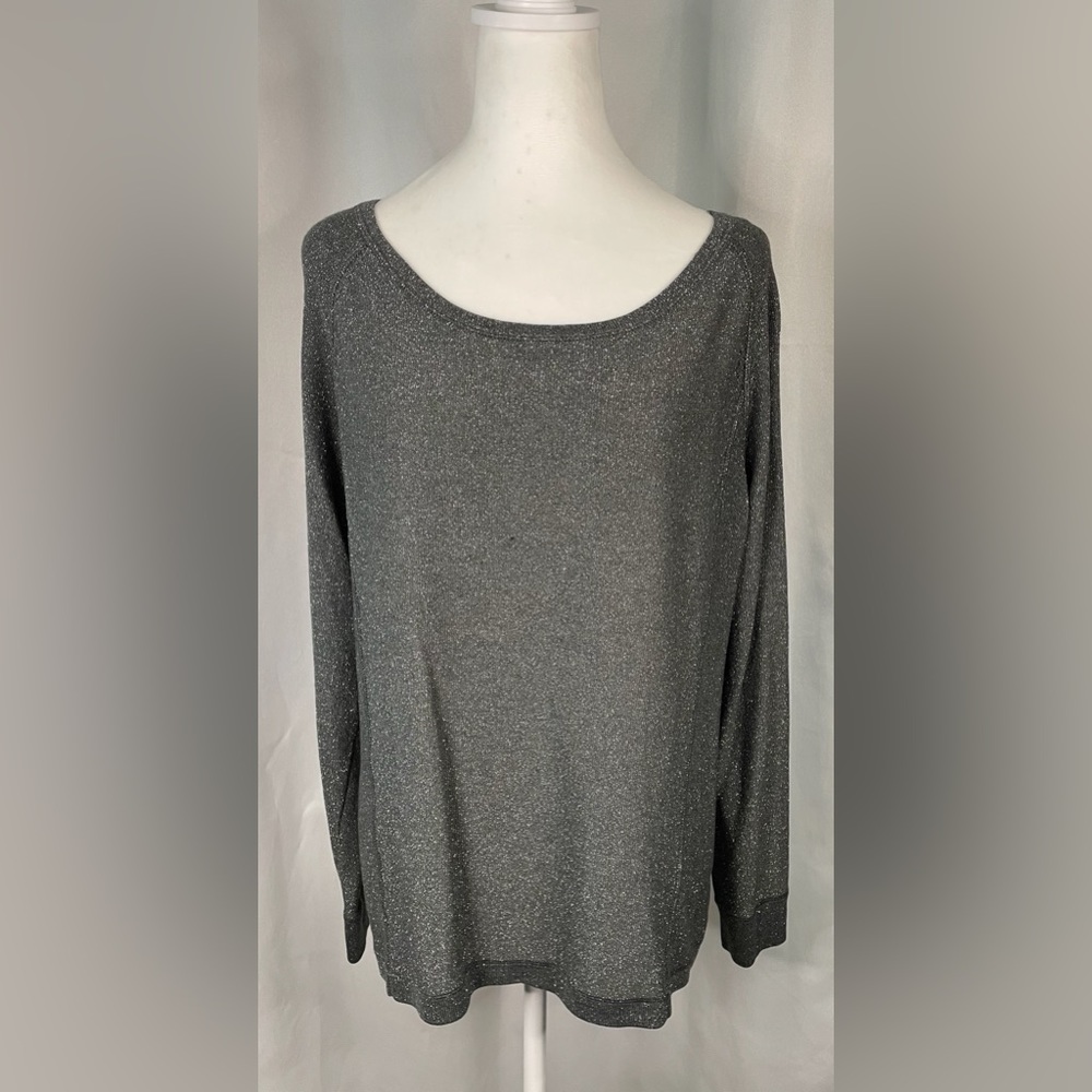 a.n.a black metallic dropped back long sleeved sweater blouse